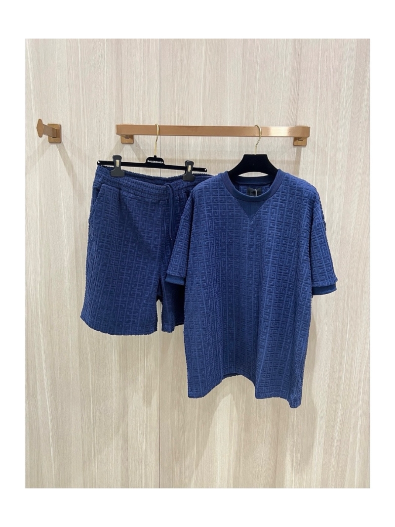 Givenchy Towel Embossed Sports Set (Short Sleeve + Shorts) Blue