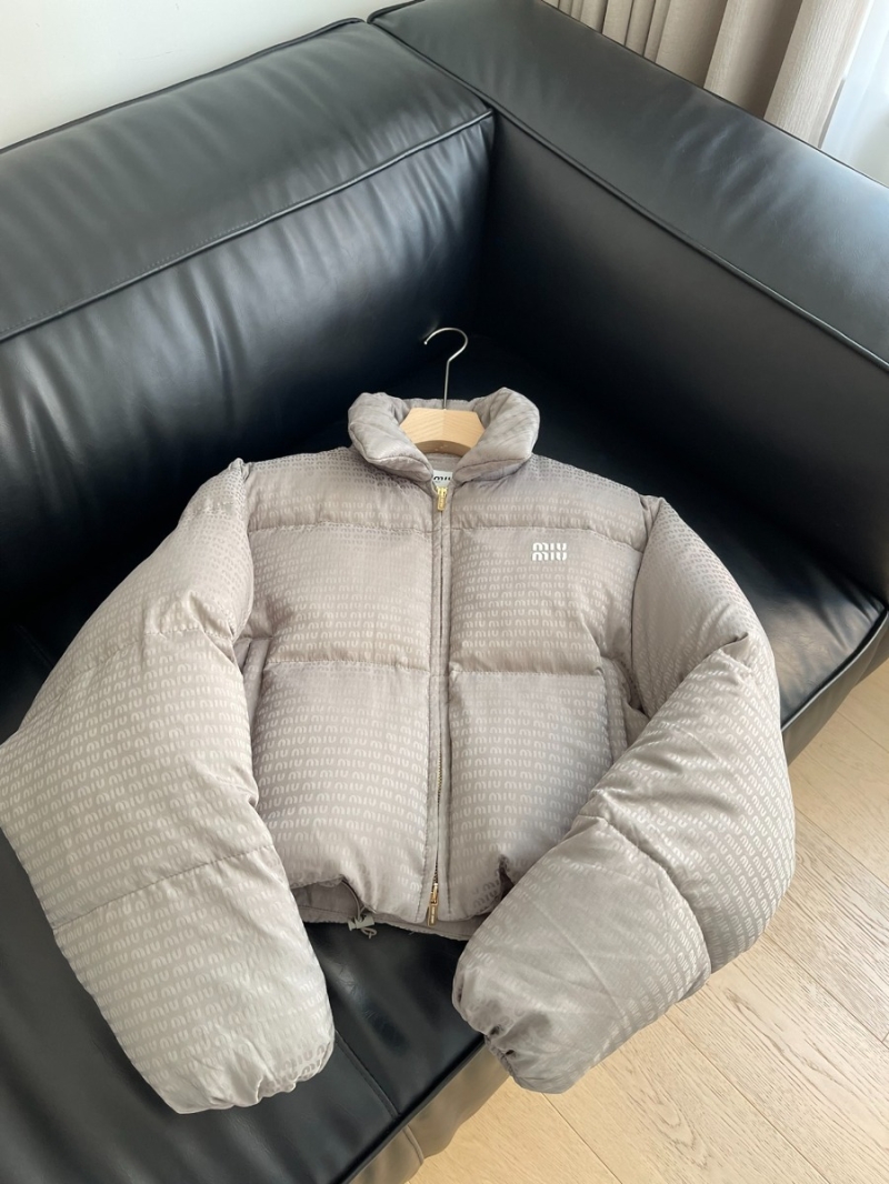 Miu Miu 2024 Fall/Winter Logo Allover Down Jacket Grey