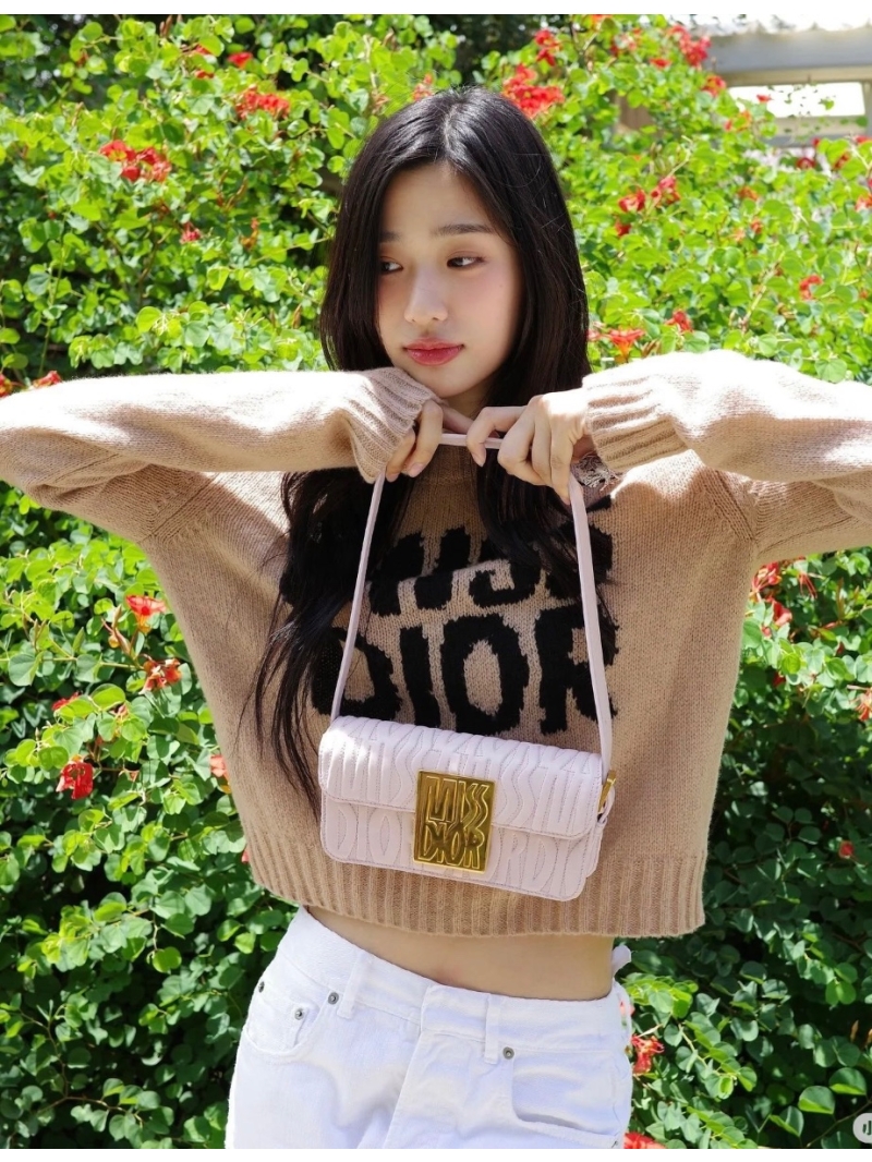 Dior Miss Dior Slogan Cashmere Sweater beige