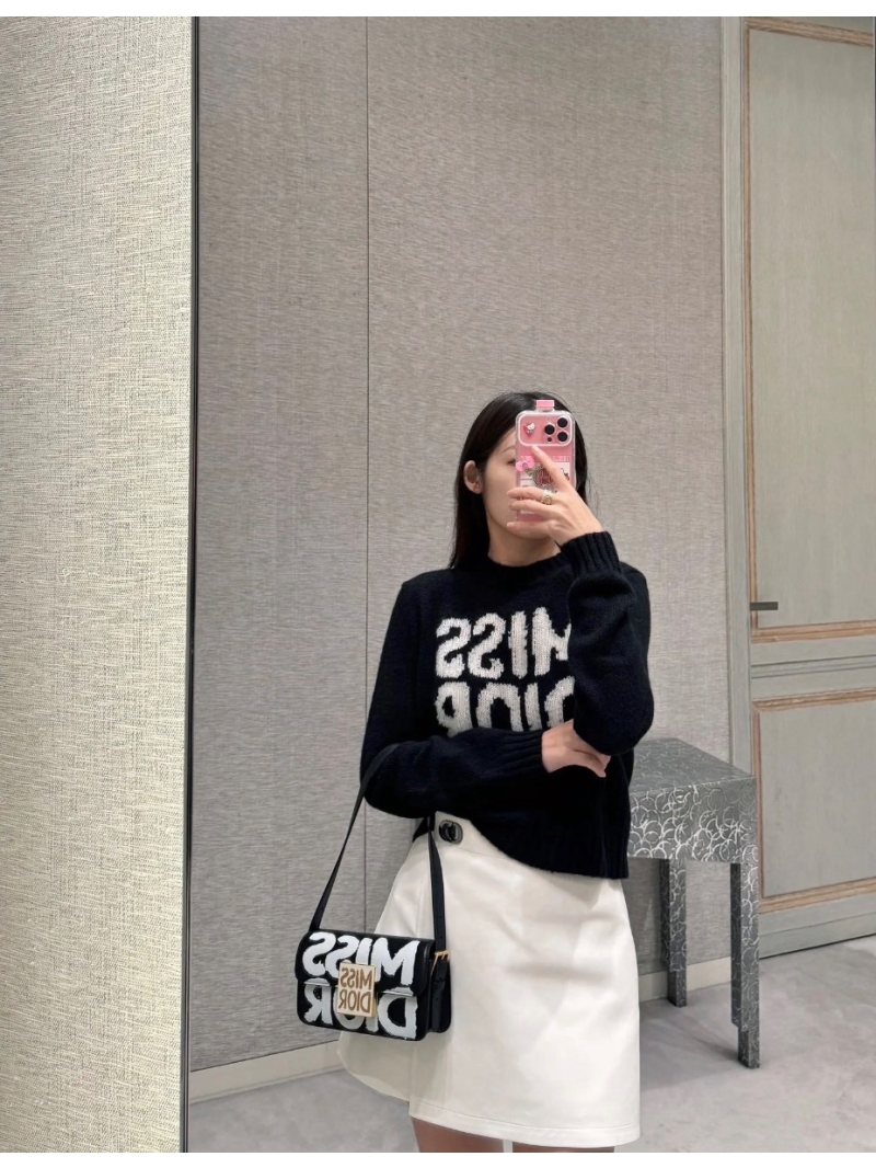 Dior Miss Dior Slogan Cashmere Sweater black