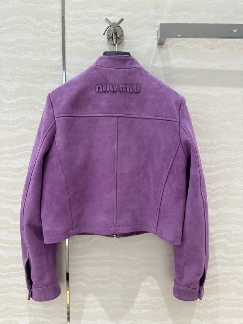 Miu Miu 25 Early Spring Imported Suede Lambskin Flight Jacket Limited Edition Lavender