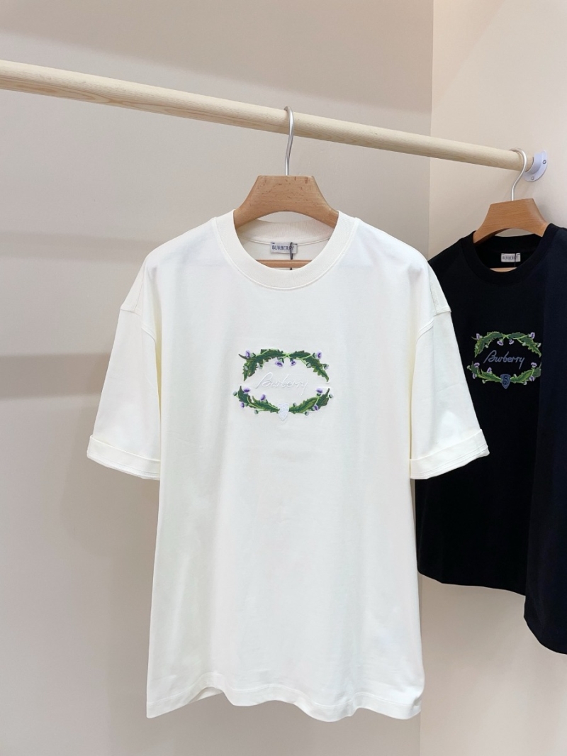 Burberry 25 Early Spring Latest Thistle Embroidered T-Shirt in White