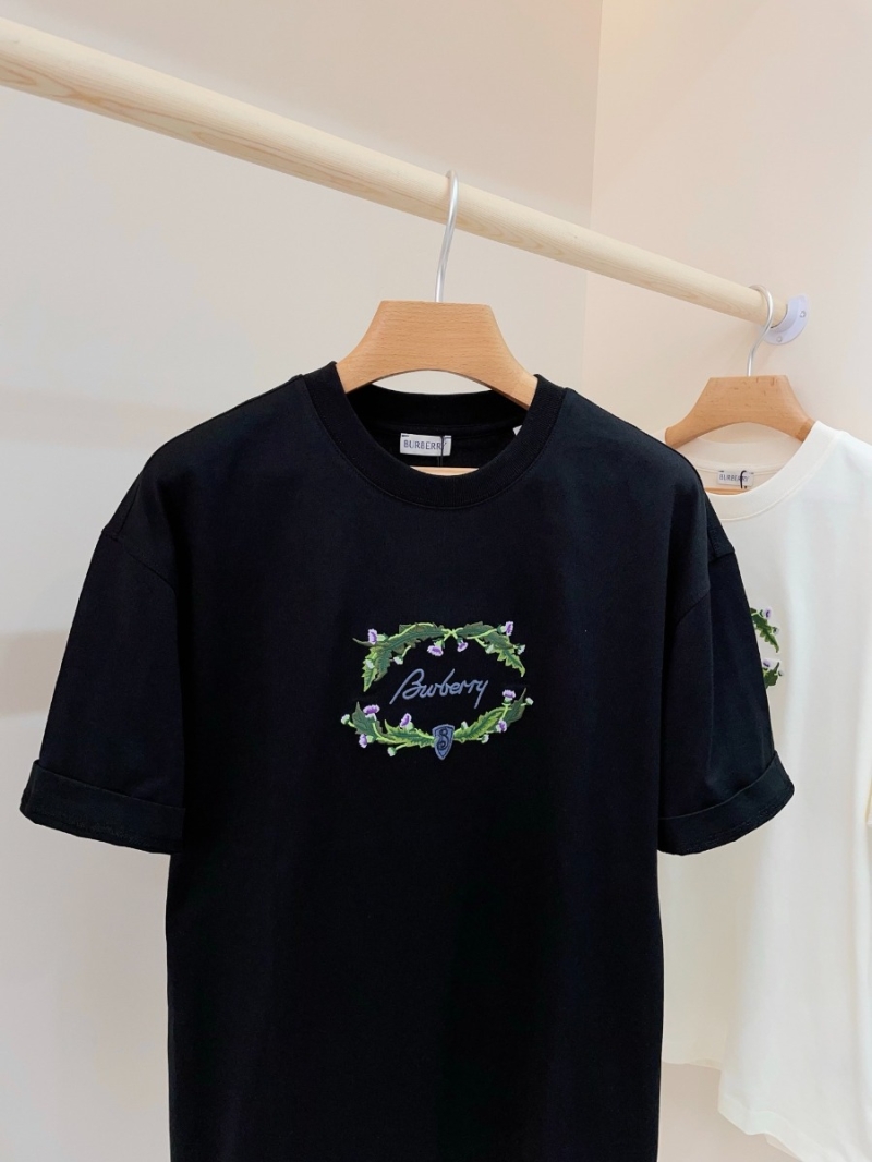 Burberry 25 Early Spring Latest Thistle Embroidered T-Shirt in Black