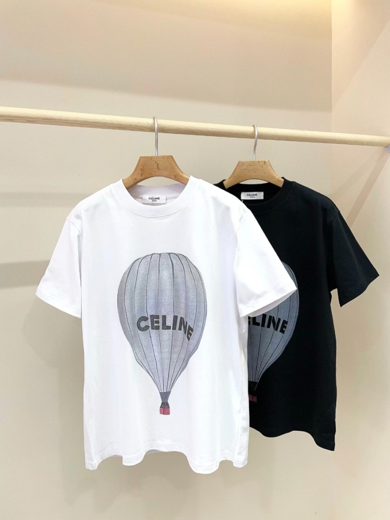 CELINE Spring/Summer Hot Air Balloon Print Oversized Cotton T-Shirt – Unisex, White