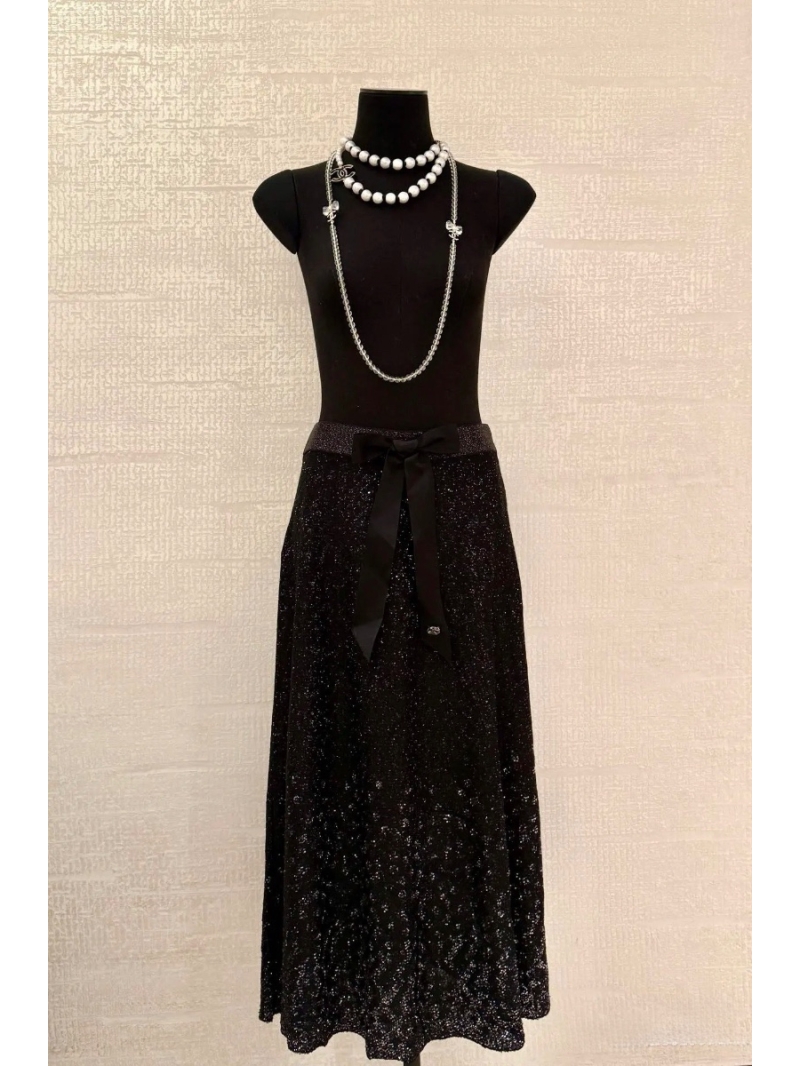 Chanel Coco 25P Haute Couture Crystal Sequin Maxi Skirt Dress – Convertible Strapless Dress