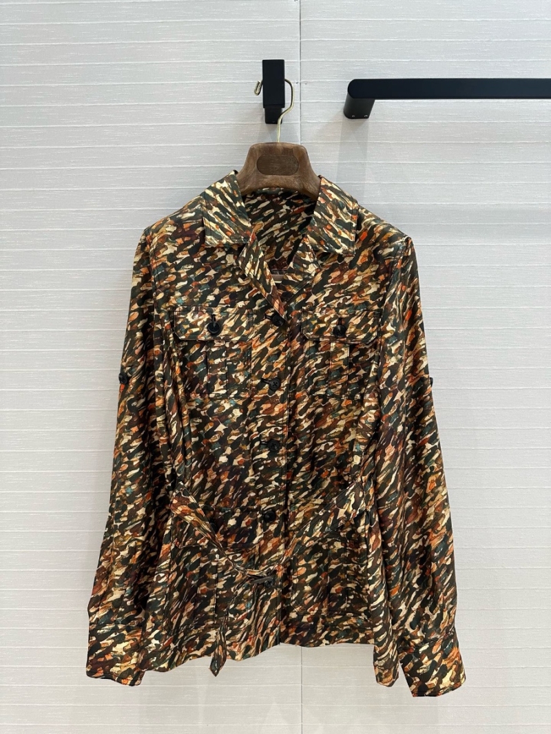 Loro Piana SS25 Animal Print Silk Safari Jacket Shirt