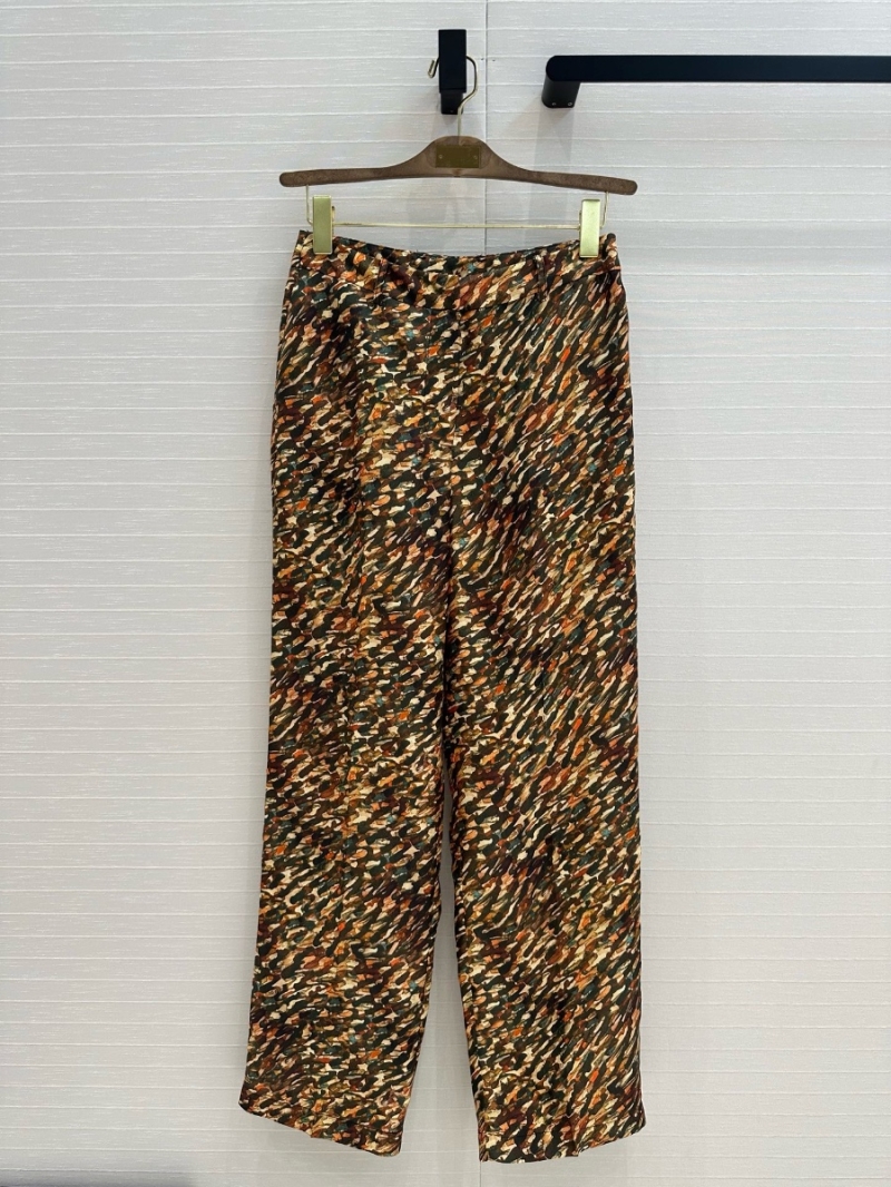 Loro Piana SS25 Animal Print Silk Straight-Leg Pants