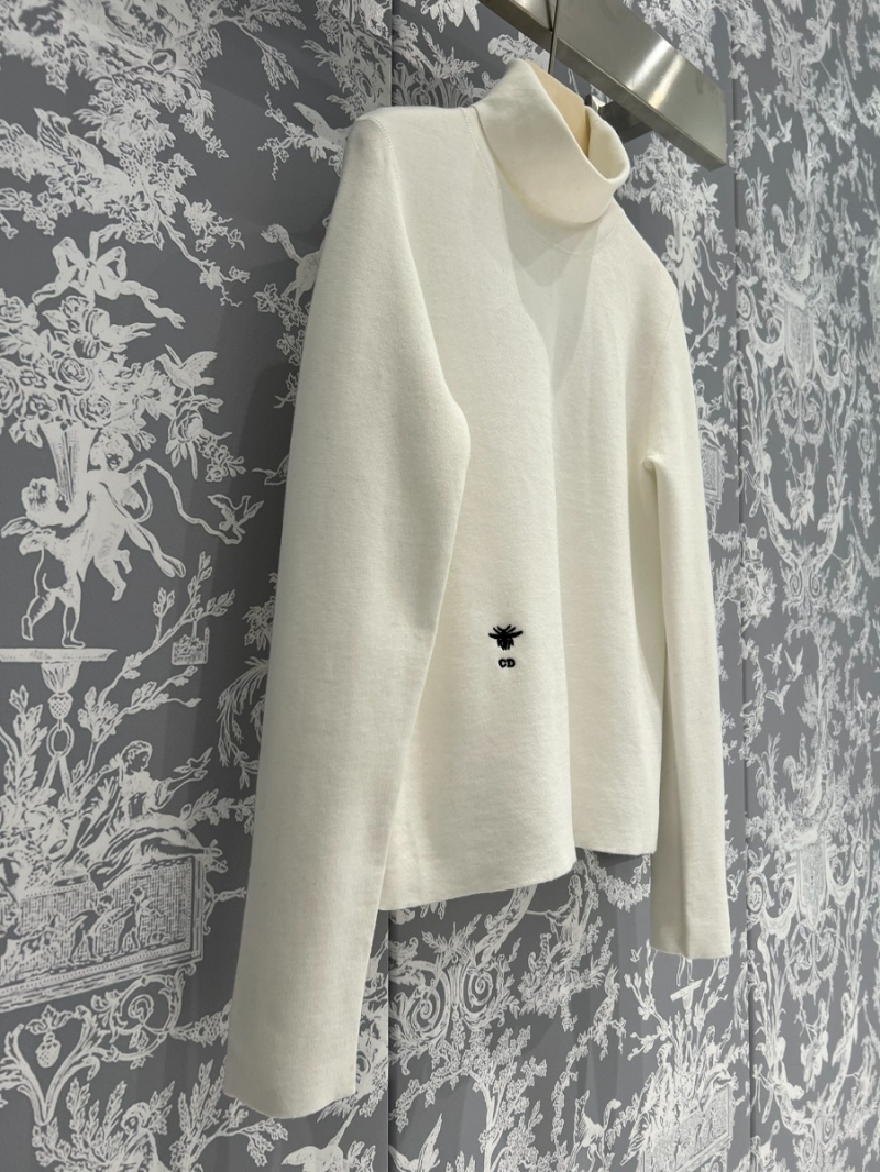 Dior CD 2023 High-Neck Cashmere Knit Sweater. White