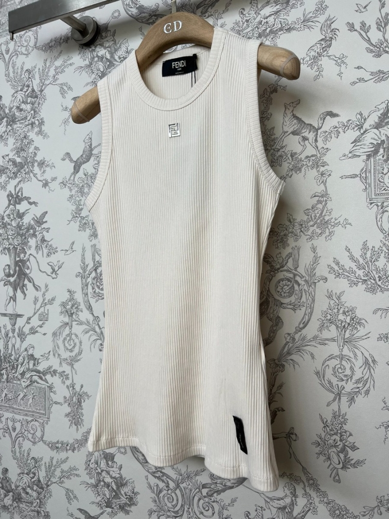 Fendi 2024SS FF Logo Comfort Cotton Tank Top Creme