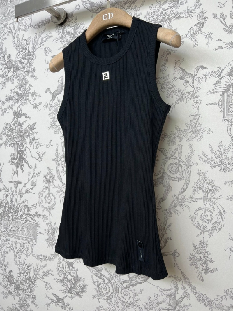 Fendi 2024SS FF Logo Comfort Cotton Tank Top Black
