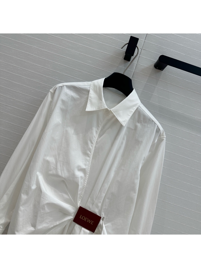Exclusive Loewe Spring/Summer 2025 Wrap-Tie Shirt with Leather Side Buckle White