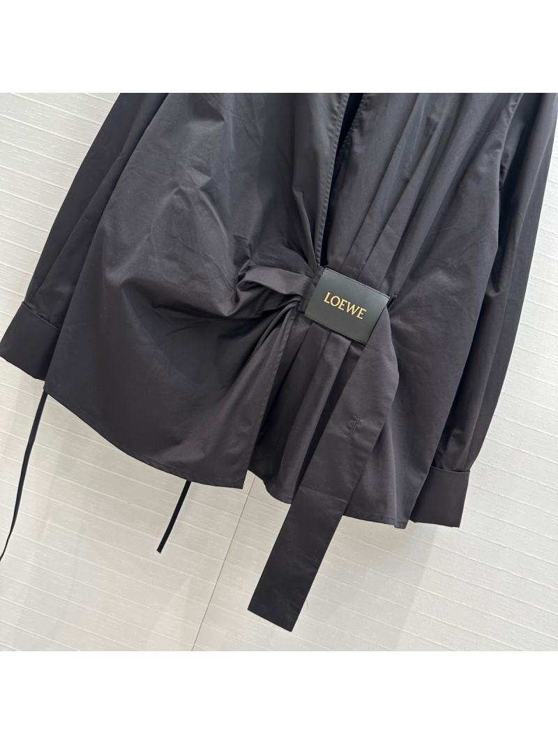 Exclusive Loewe Spring/Summer 2025 Wrap-Tie Shirt with Leather Side Buckle Black