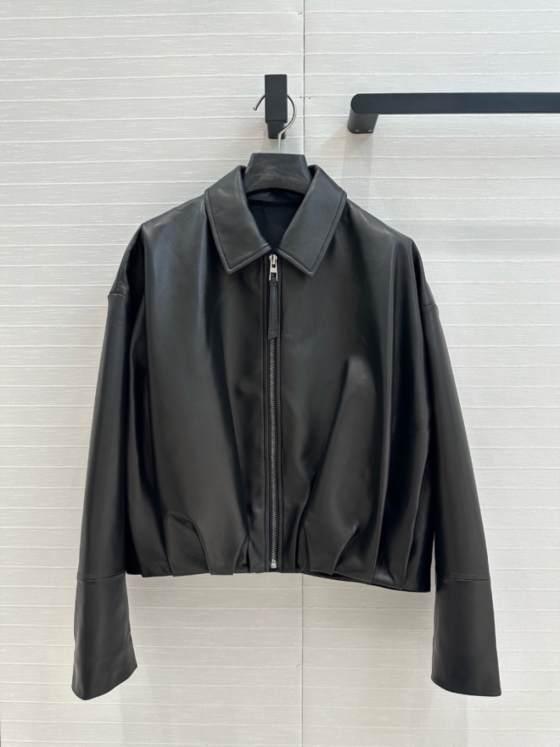 Loewe French Girl Modern Balloon-Silhouette Leather Jacket Black