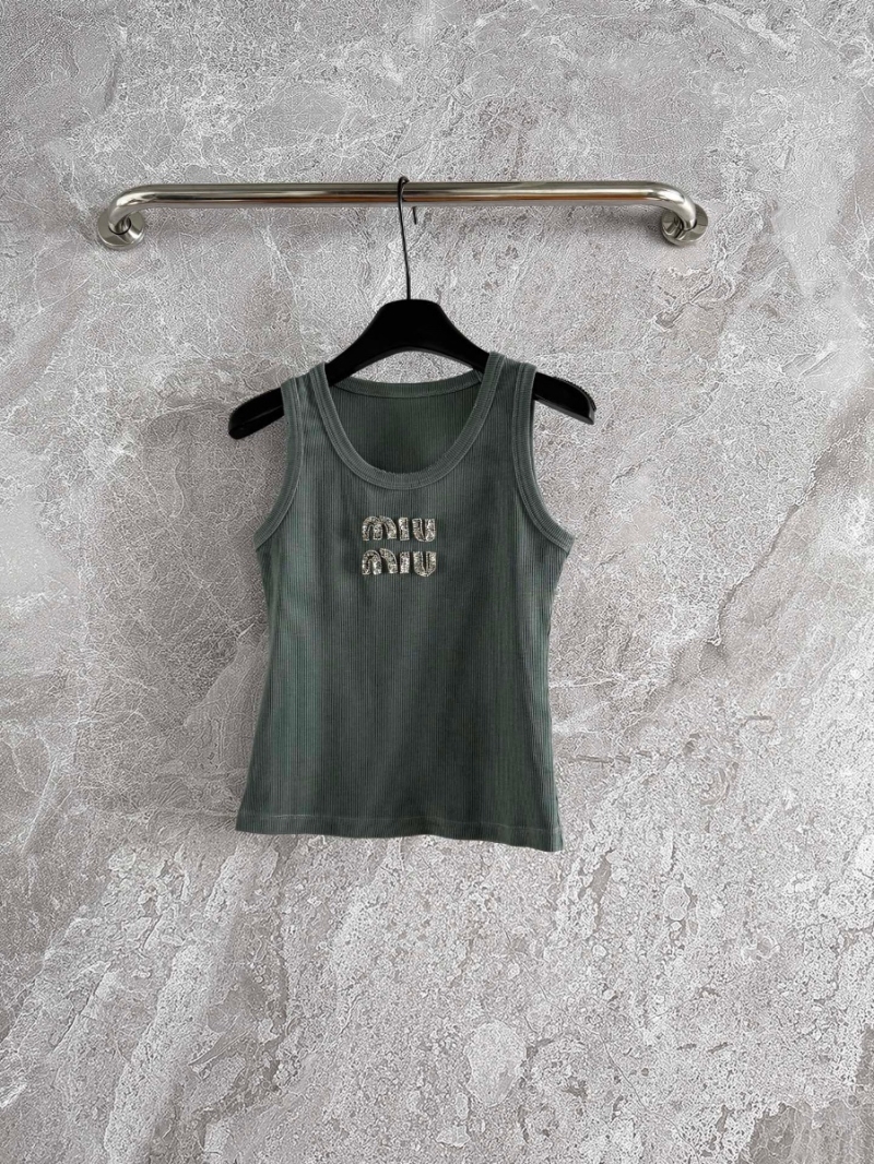 Miu Miu Hand-Beaded Vintage Wash Tank Top