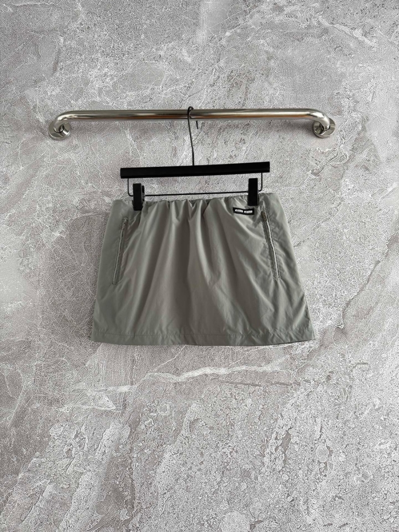 Miu Miu Elastic Waistband Short Skirt with Mesh Detail