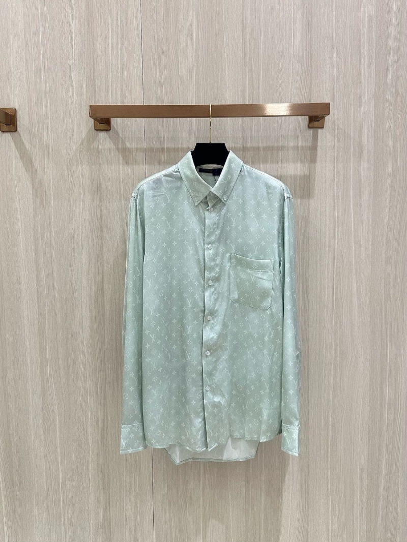 Louis Vuitton LV Men Silk Monogram Shirt Light Green