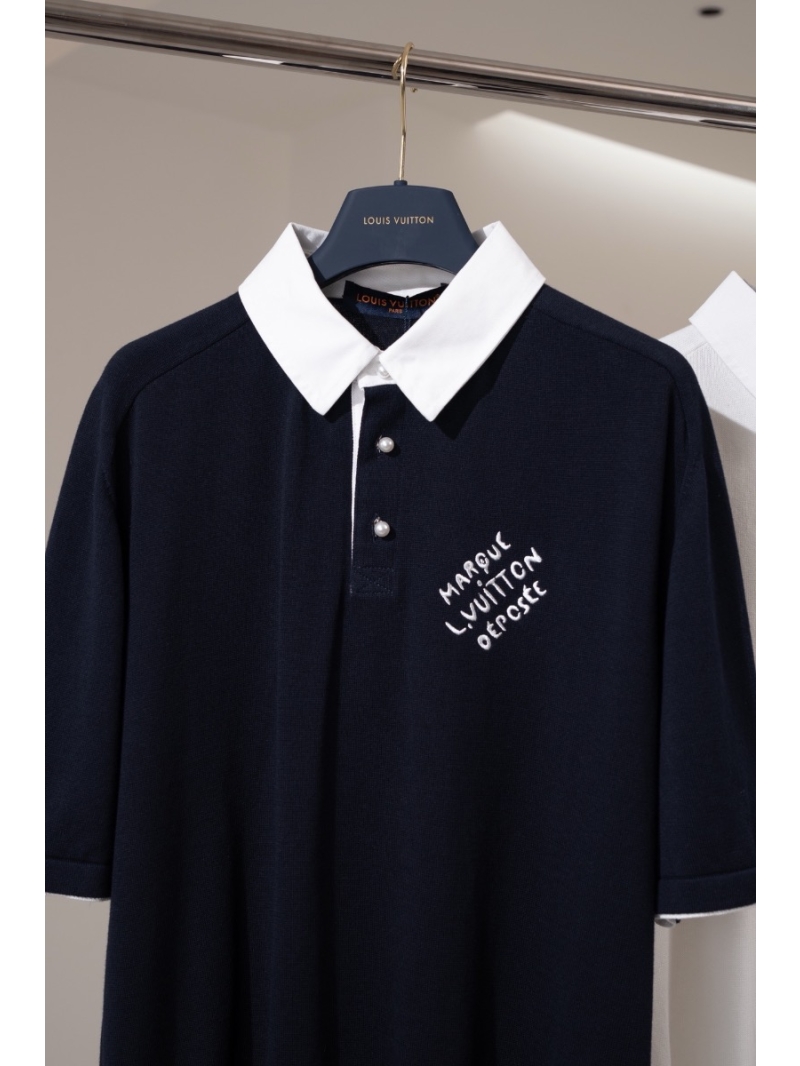 Louis Vuitton Nautical Pearl Button Embroidered Collar Polo T-Shirt - Navy