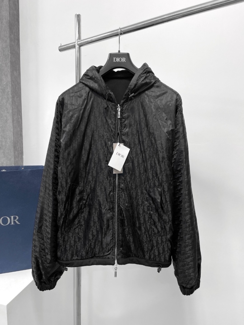 Dior Unisex Limited Edition Double-Sided Jacquard Hooded Jacket Black