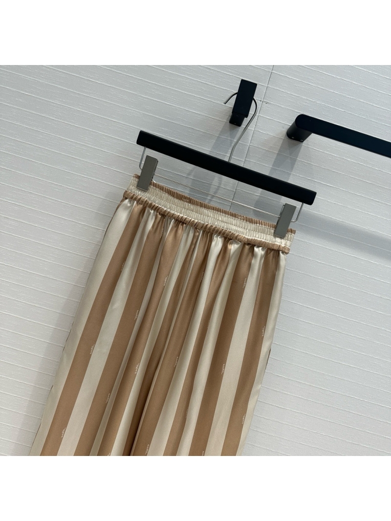 Fendi Spring/Summer 2024 Striped Logo Silk Trousers