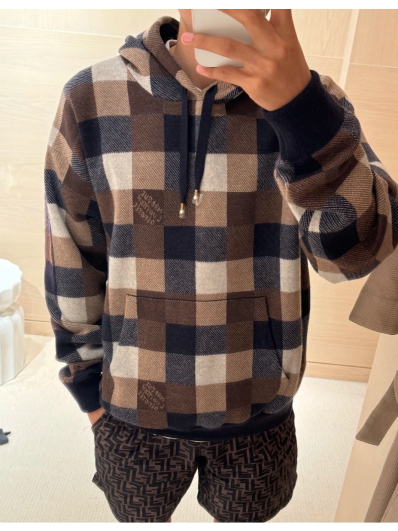 Louis Vuitton LV Unisex Checkered Colorblock Knit Hoodie