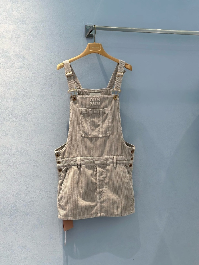 Miu Miu Fall/Winter Corduroy Pinafore Overall Dress – Grey