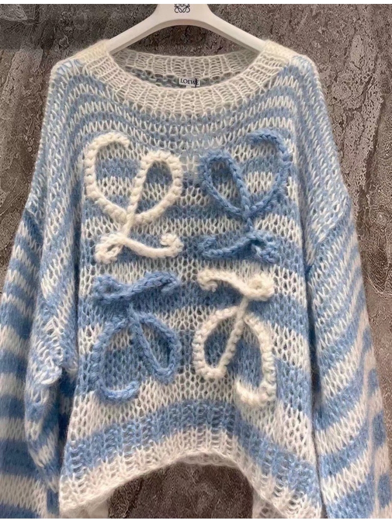 Loewe 2024 Early Spring Mohair Sweater in Blue White