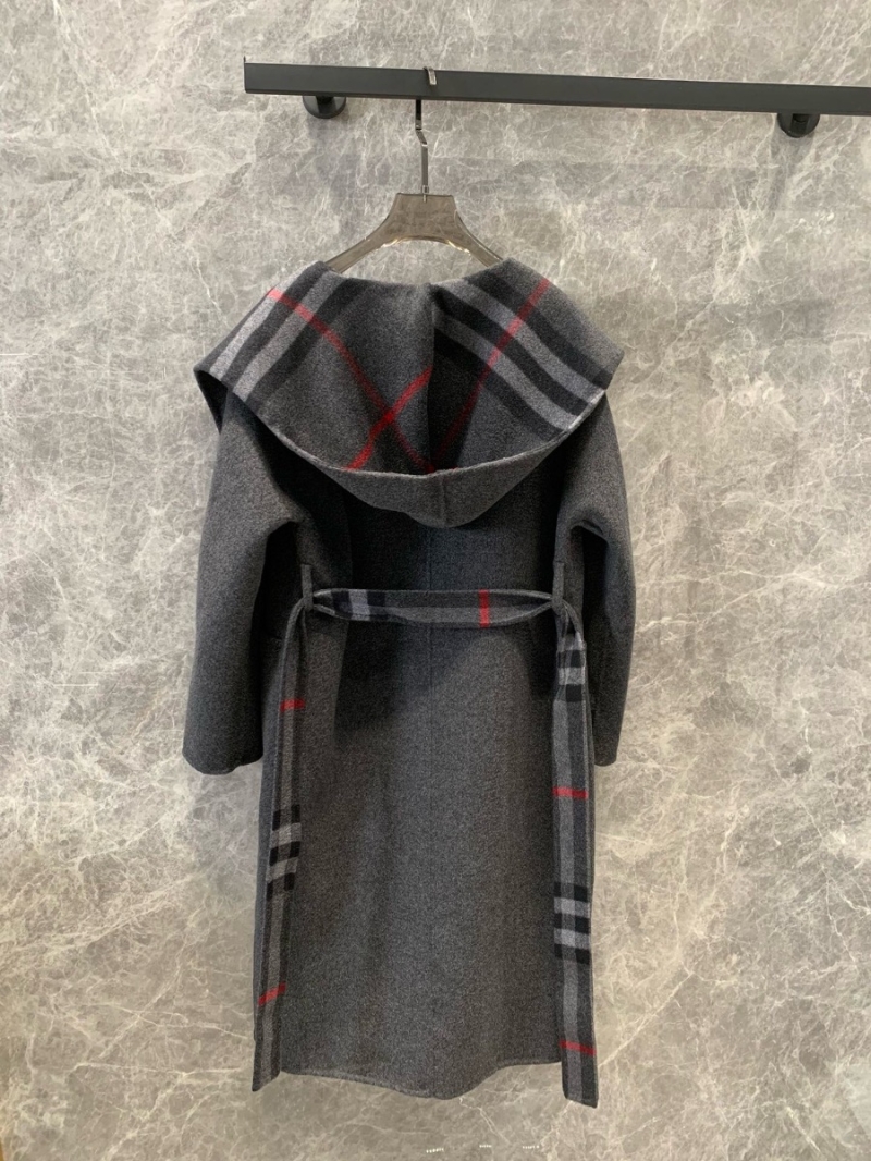 Burberry Double-Sided Wool Plaid Coat Grey