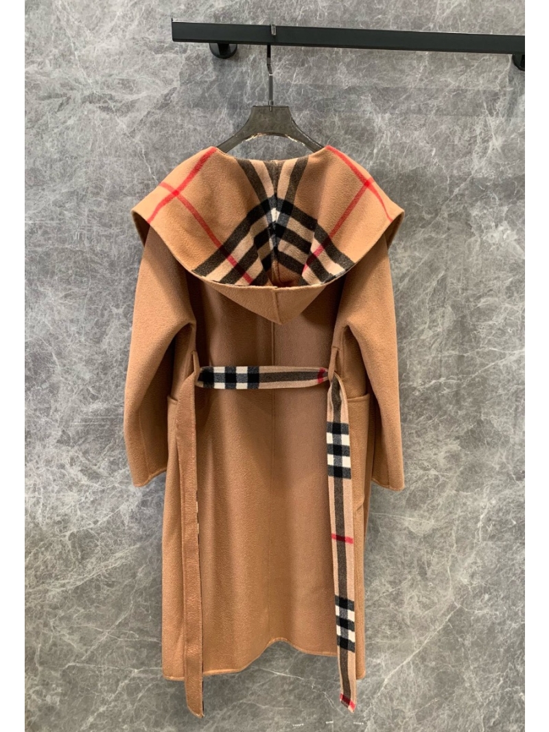Burberry Double-Sided Wool Plaid Coat Camel