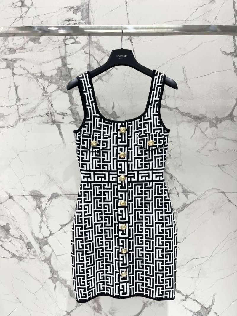 Balmain Summer Bodycon Tank Dress Black