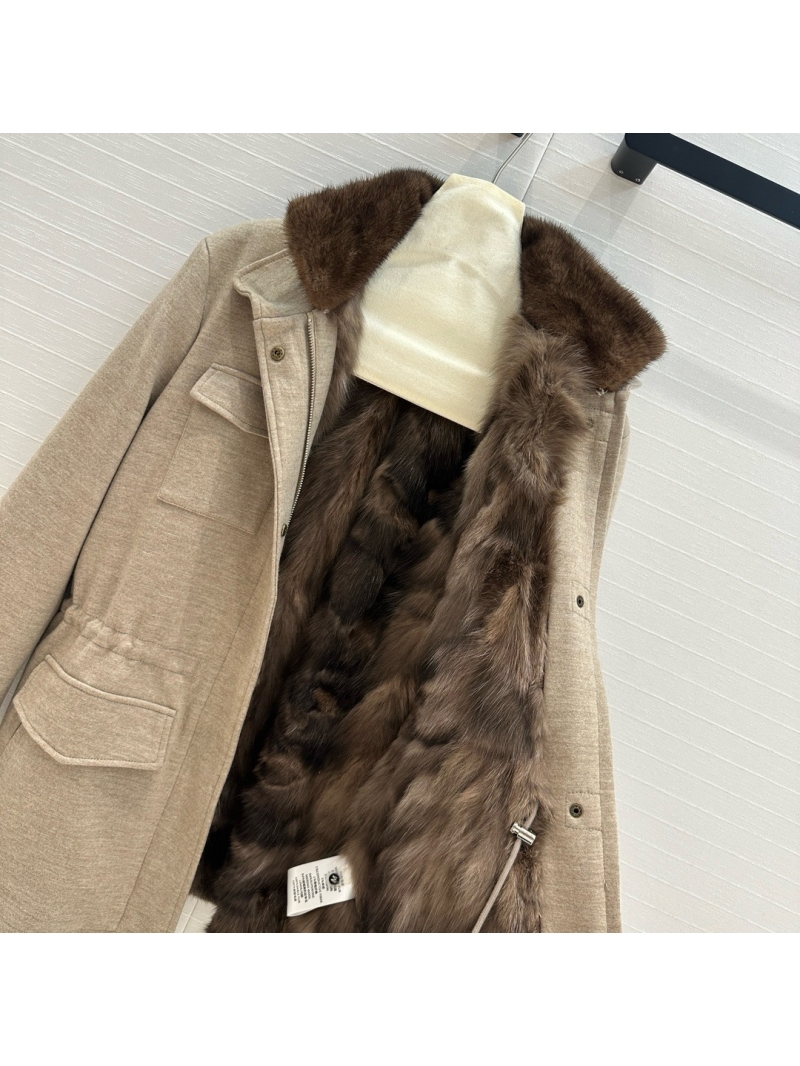 Loro Piana Traveler Cashmere Coat with Detachable Mink Fur Collar