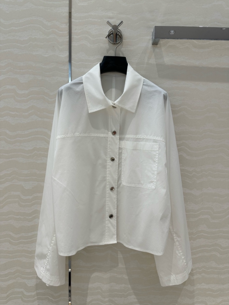 Hermes Spring/Summer 2025 Relaxed Roll-Sleeve Shirt White