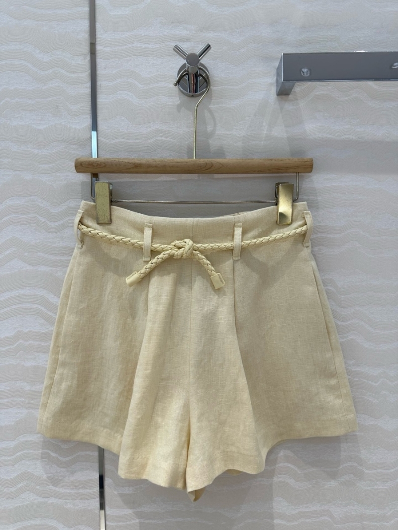 Zimmermann Resort 2025 High-Waisted 100% Linen Shorts with Braided Belt – Elegant French Style