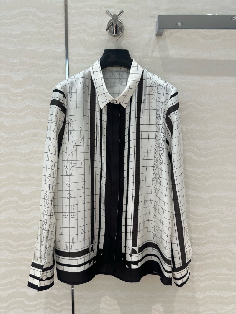 Hermes Coaching Deja Vu Printed Silk Shirt Black - 2025 Early Spring Collection