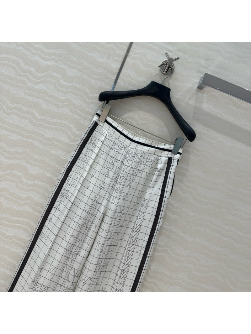 Hermes Coaching Deja Vu Printed Silk Wide-Leg Pants Black - 2025 Early Spring Collection