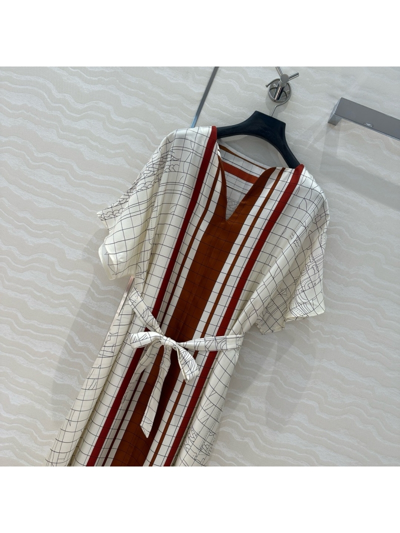 Hermes Coaching Deja Vu Printed Silk Caftan Dress - 2025 Early Spring Collection