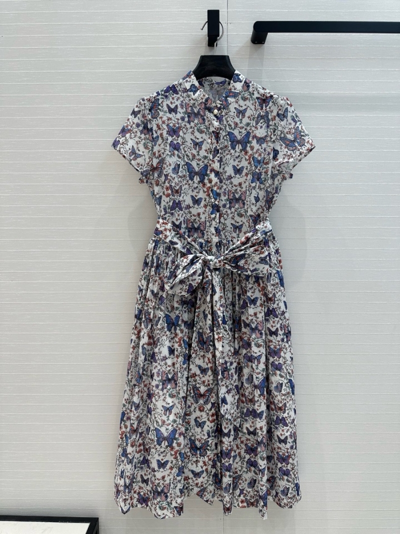 Dior Spring 2025 Papillon Butterfly Print Long Dress – Elegant French Design