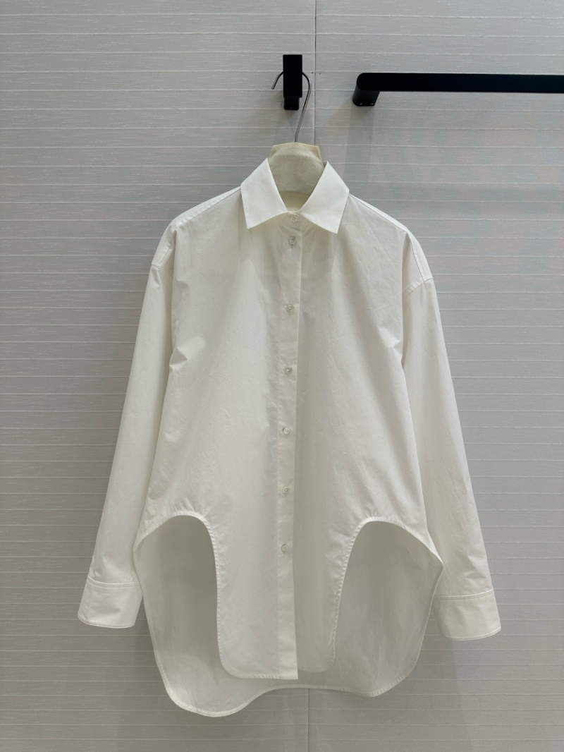Loewe 25 Spring Collection Irregular white Oversized Shirt with Embroidered Logo