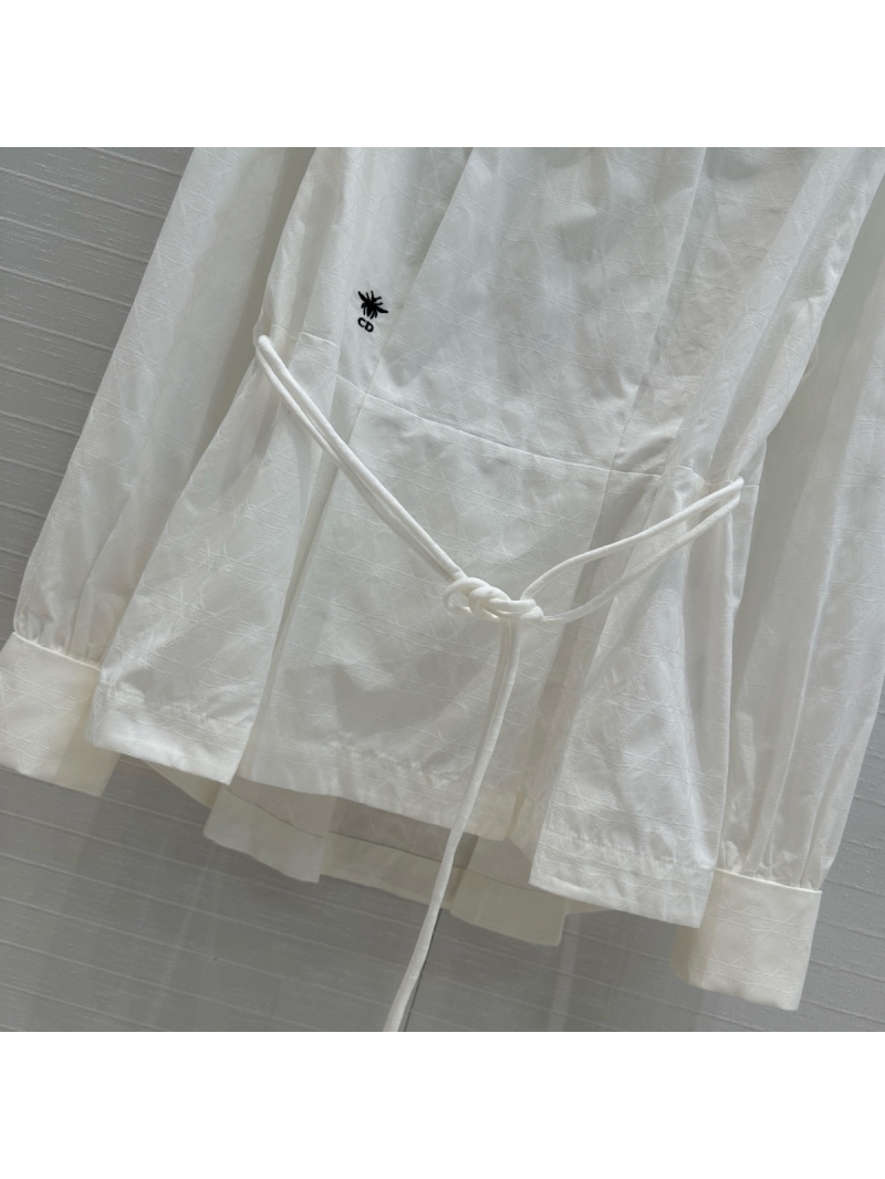 Dior Spring/Summer 2025 Lady Dior Cane-Weave Embroidered Cotton Blouse – Elegant Tie-Waist Design