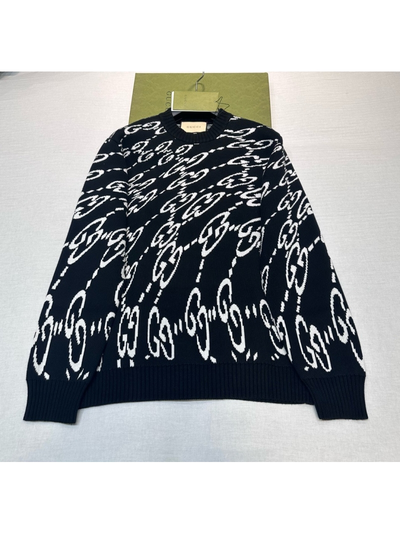 Gucci Wave Pattern GG Logo Wool Sweater Black - 2025 Collection