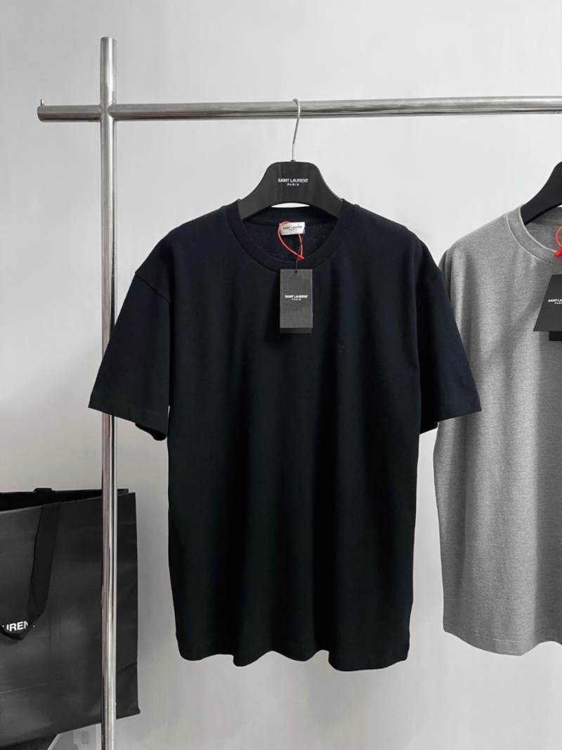 YSL Saint Laurent Embroidered Logo T-Shirt - Unisex Collection Black