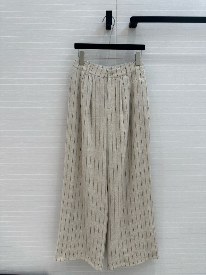 Loro Piana Spring/Summer 2025 Striped Cotton-Linen Wide-Leg Pants Grey – Timeless Elegance