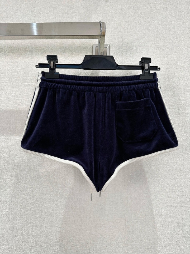 Celine Sportif Elegance Slim-Contour Drawstring Shorts in Navy with Contrast Trim