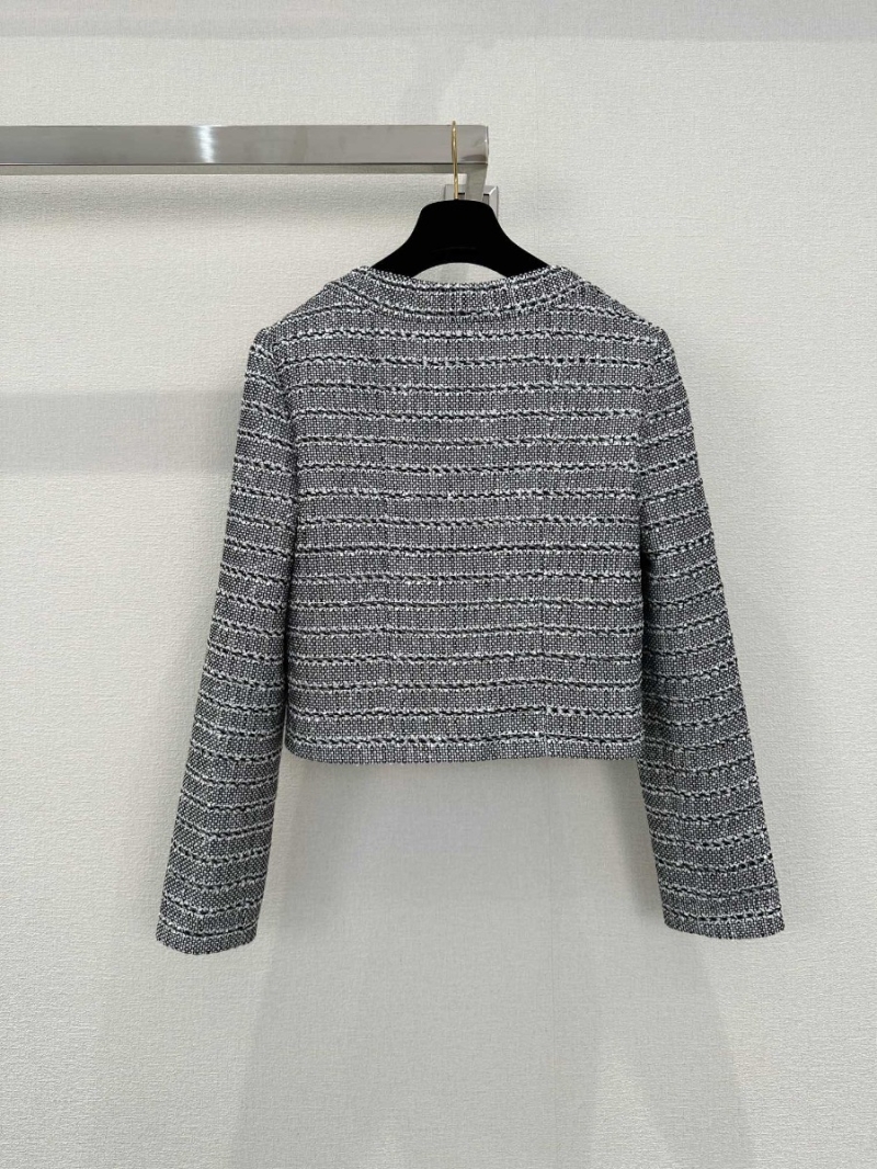 Chanel Round Neck Coarse Knit Striped Jacket