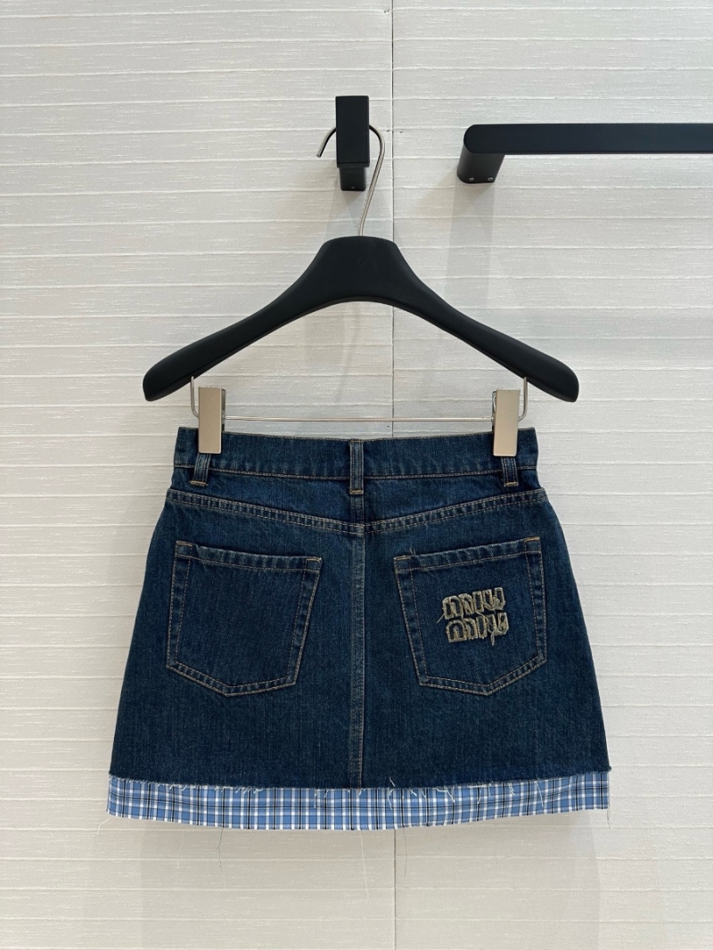 Miu Miu Spring/Summer 2025 Denim Plaid Contrast Mini Skirt