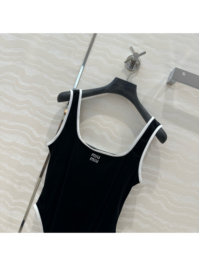 Miu Miu Classic Velvet Bodysuit with Contrast Trim