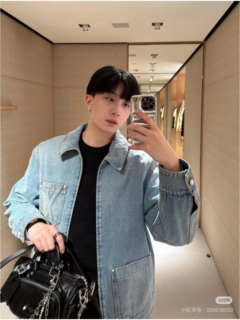 Louis Vuitton LV 2025SS Embroidered Pocket Denim Jacket - Light Blue