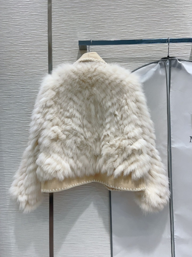 Limited Edition Max Mara Gold Island Fox Fur Coat White Beige