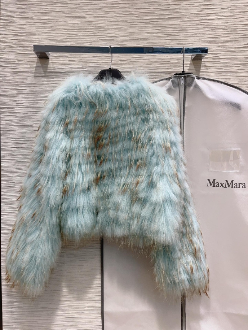 Limited Edition Max Mara Golden Island Fox Fur Coat  light teal