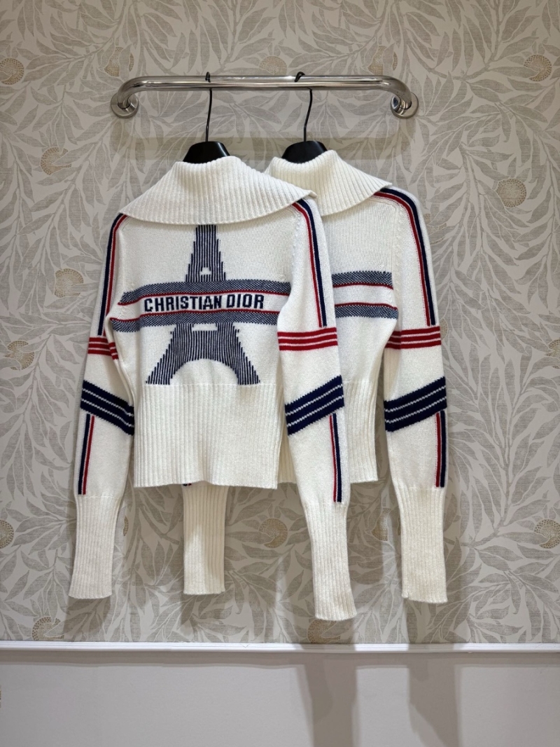 Dior Alps Ski Collection Eiffel Tower Cashmere Zip Cardigan