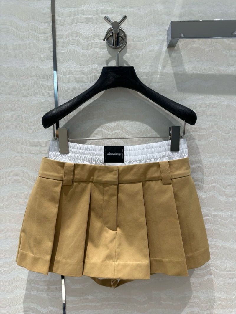 Alexander Wang Dual Waistband Pleated Skort Beige with white